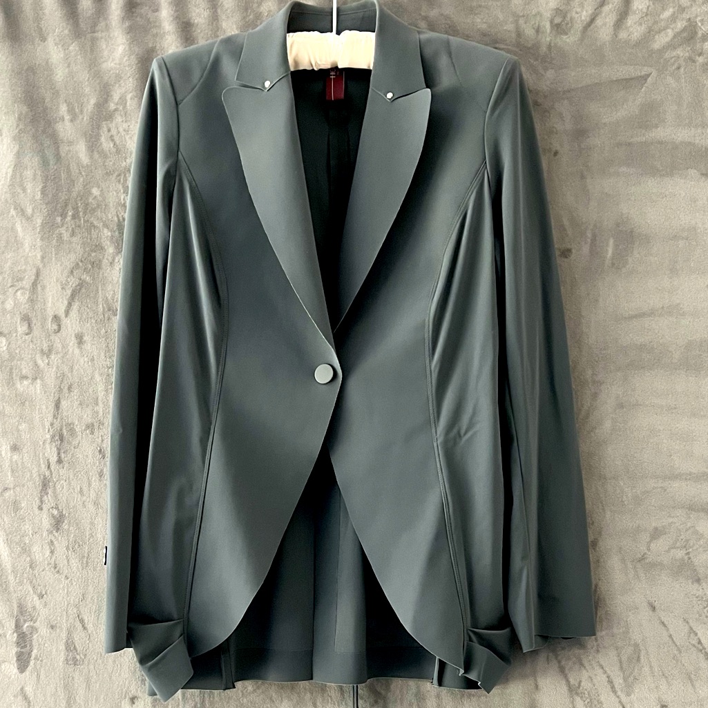 High Designer Rich Muted Turquoise Jacket With Very Special Details.Size 8.